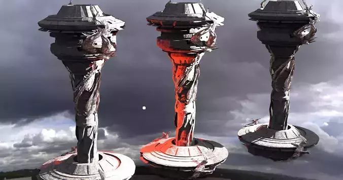 Dark weave Sci Fi City Watchtower  Low-poly 3D model