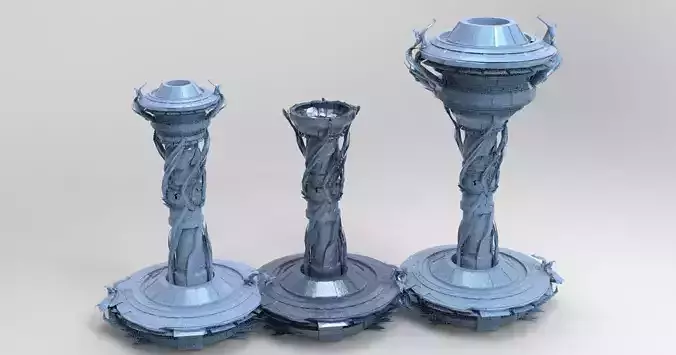 Dark weave Sci Fi towers 3 towers 3D 