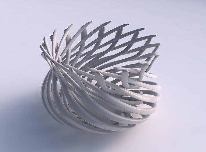 Bowl wide cylindrical with twisted sharp muscle structure wide middle