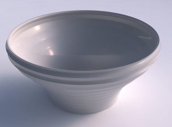 Bowl wide and twisted with small horizontal sections