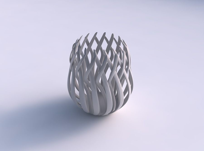 Bowl wide cylindrical with twisted sharp muscle structure lon... 3D print model