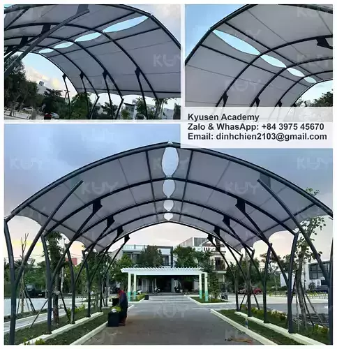 Roof structure for car parking and walkways 2 Low-poly 3D model