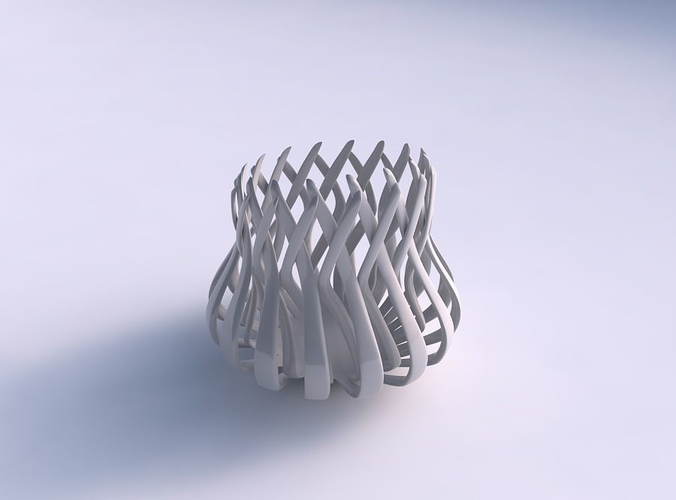 Bowl wide cylindrical with twisted sharp muscle structure long top