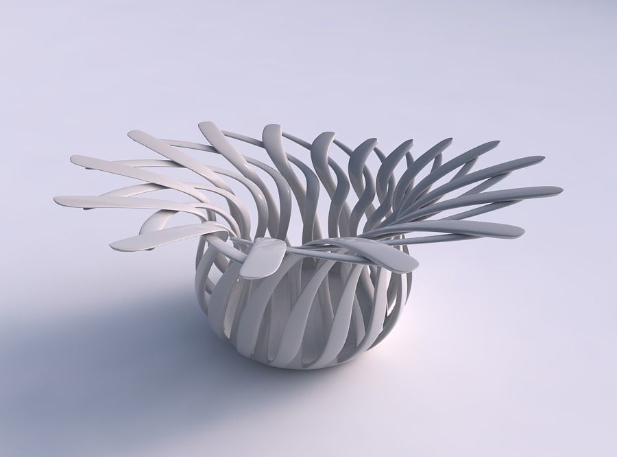 Bowl wide cylindrical with twisted sharp muscle structure ecc... 3D print model_0
