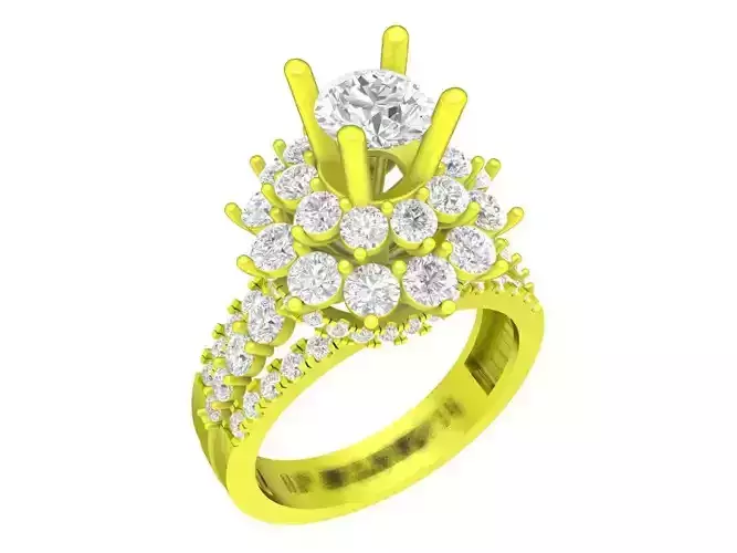 A7332 HongKong Style Diamond Engagement Ring 3D Model