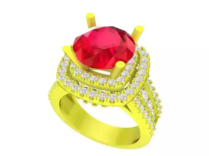 A7333 Halo Diamond Engagement Ring 3D Model