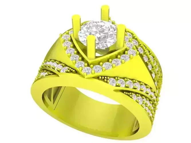 A7336 Luxury Korean Style Diamond Men Ring 3D Model