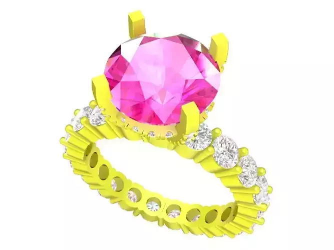 A7338 Luxury Diamond Eternity Engagement Ring 3D Model