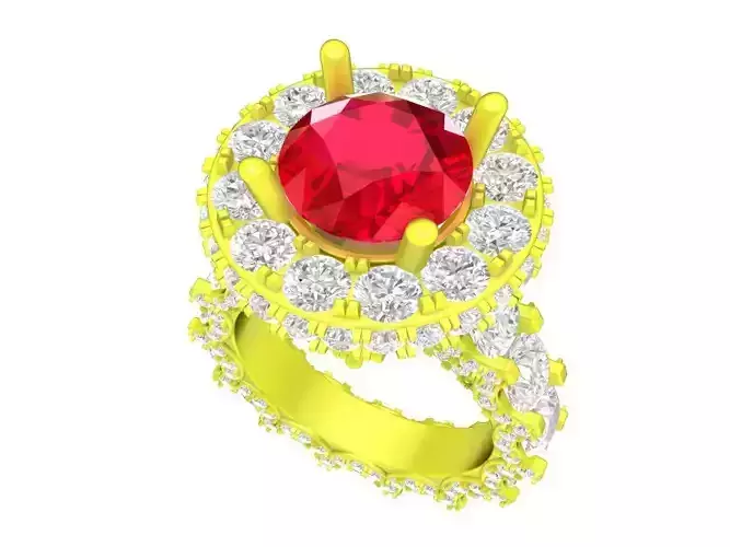 A7339 Halo Diamond Engagement Ring 3D Model