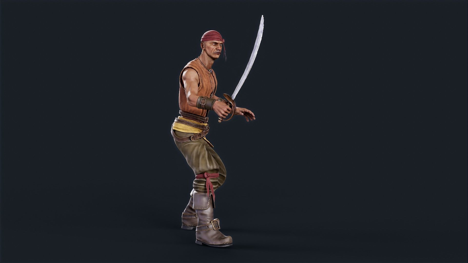 Pirate 5  Low-poly 3D model_5
