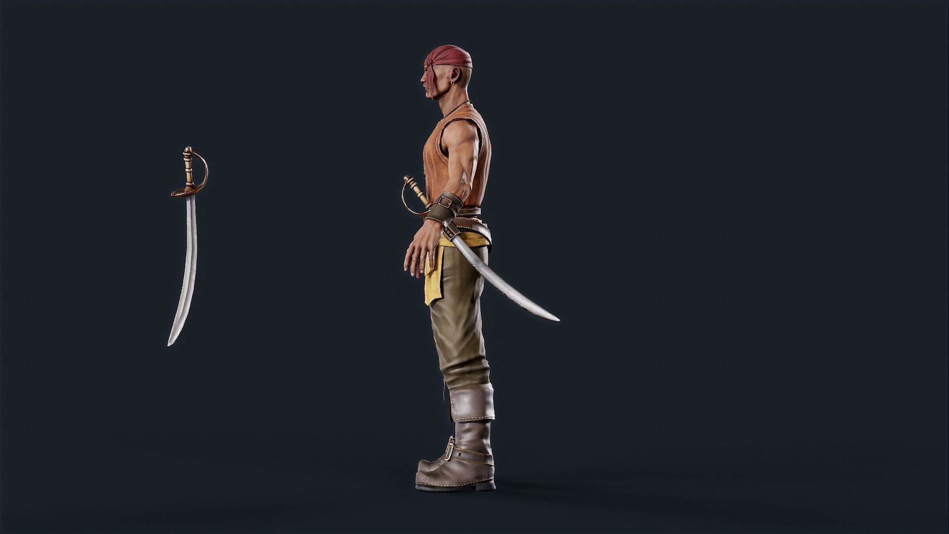 Pirate 5  Low-poly 3D model_9