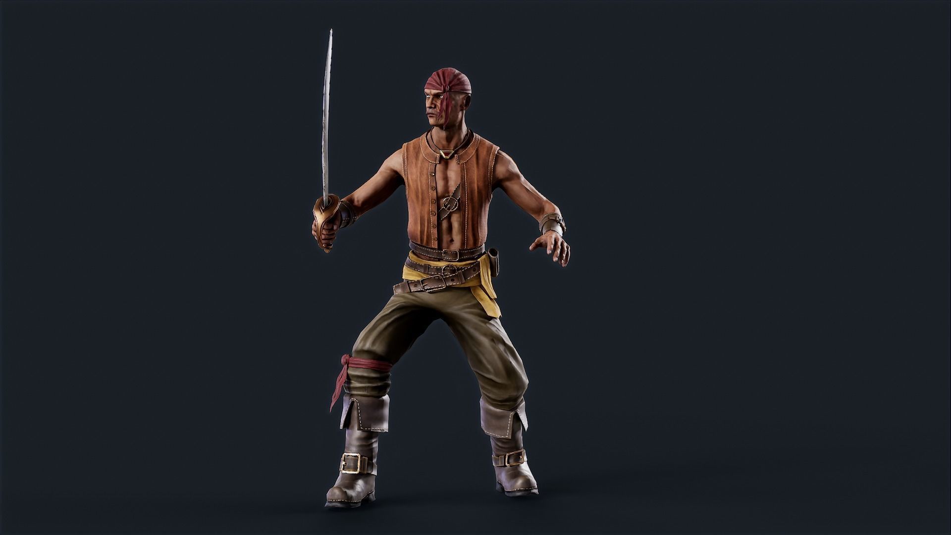 Pirate 5  Low-poly 3D model_4