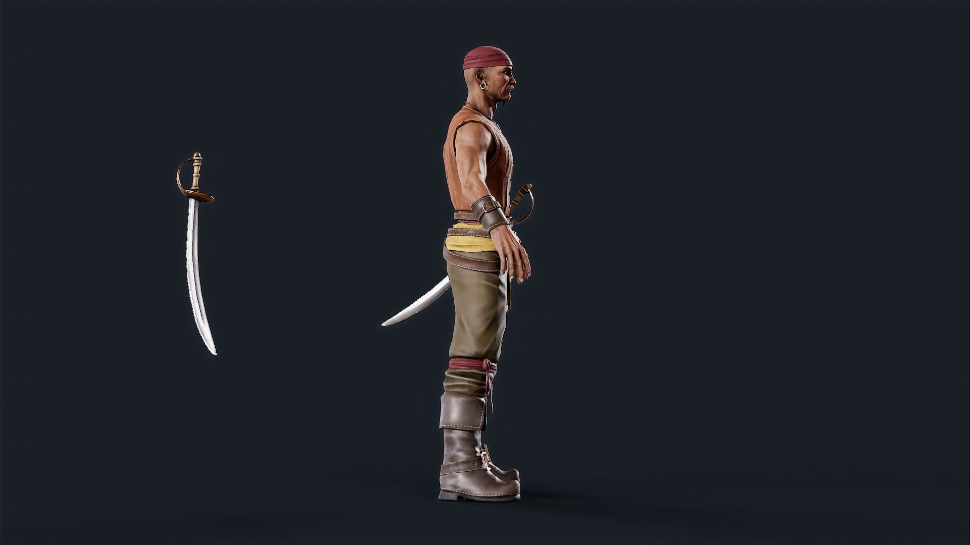 Pirate 5  Low-poly 3D model_11