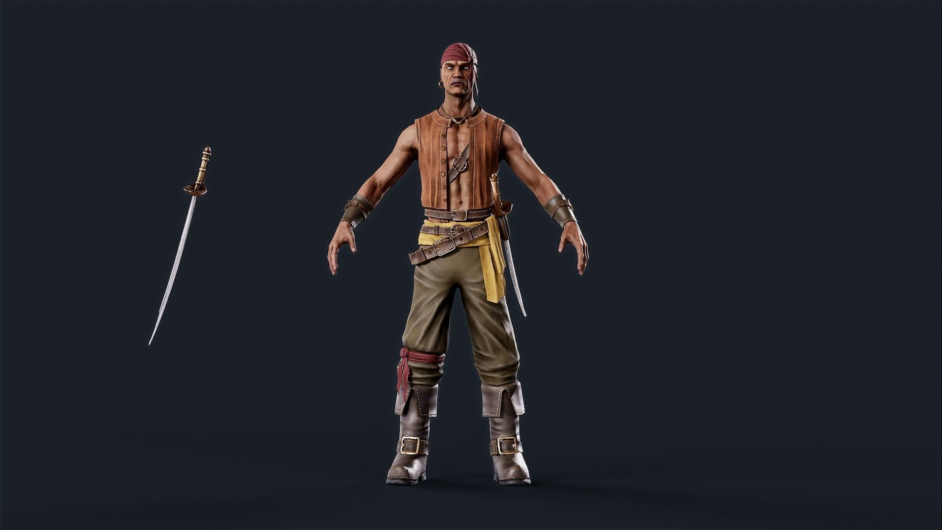 Pirate 5  Low-poly 3D model_8