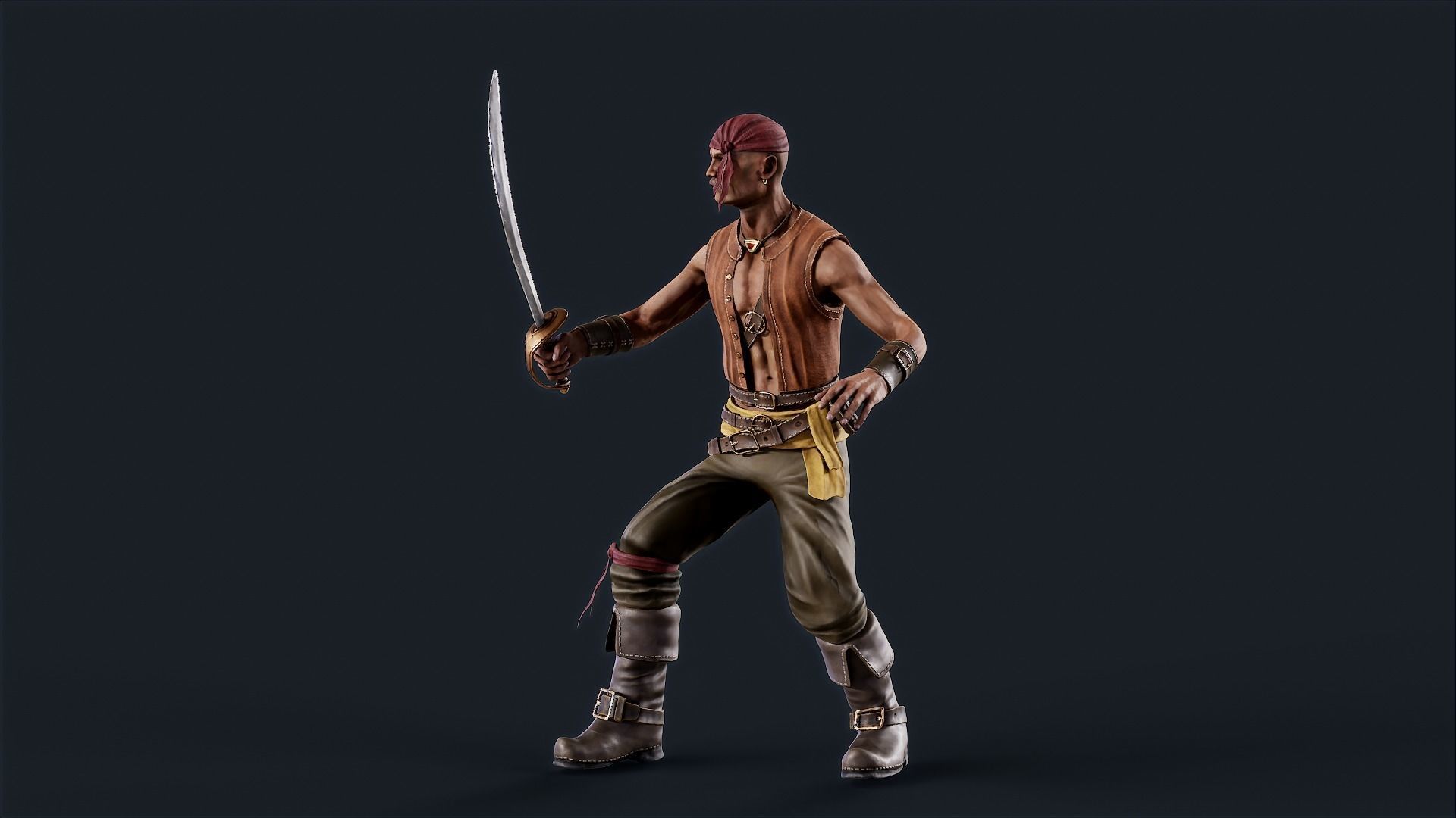 Pirate 5  Low-poly 3D model_3