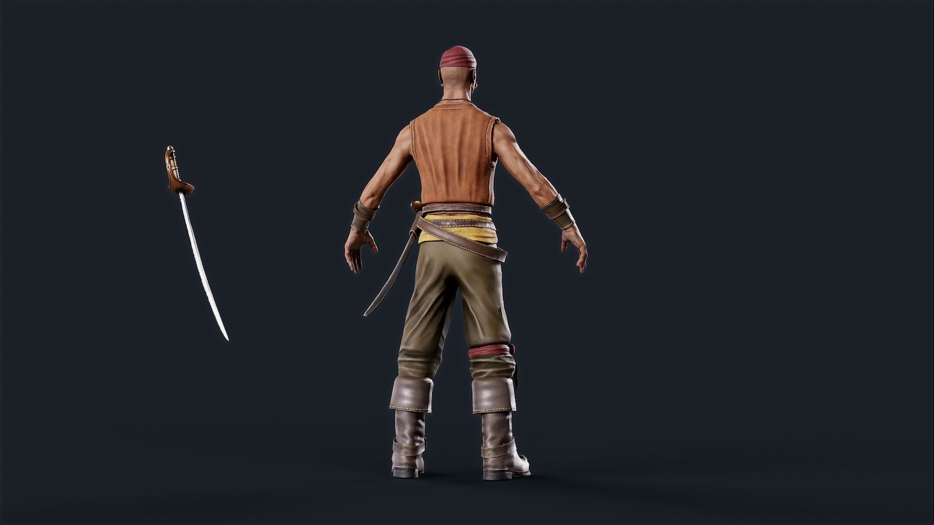 Pirate 5  Low-poly 3D model_10