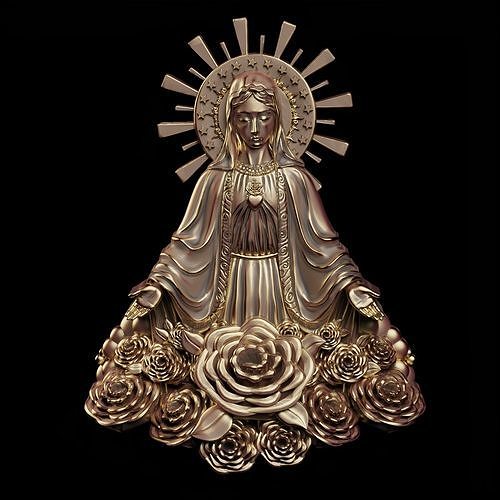 Virgin Mary  Relief  3D print model