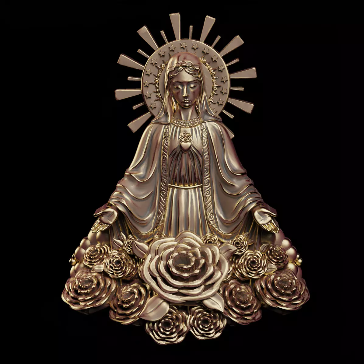 Virgin Mary  Relief  3D print model_0