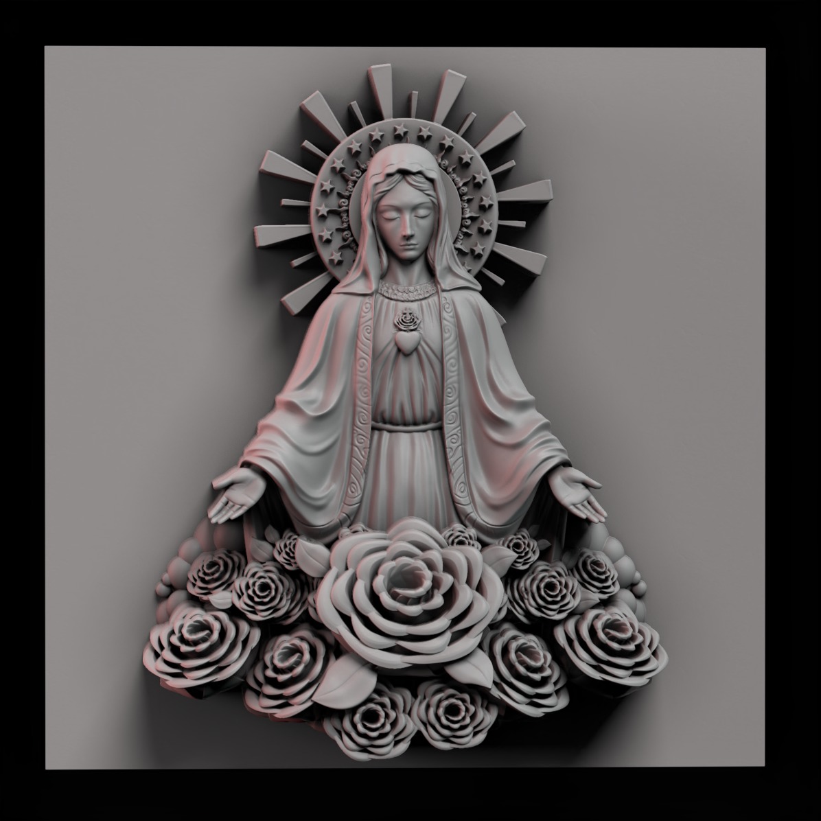 Virgin Mary  Relief  3D print model_3