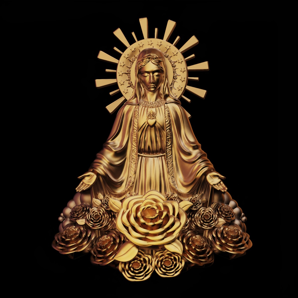 Virgin Mary  Relief  3D print model_4