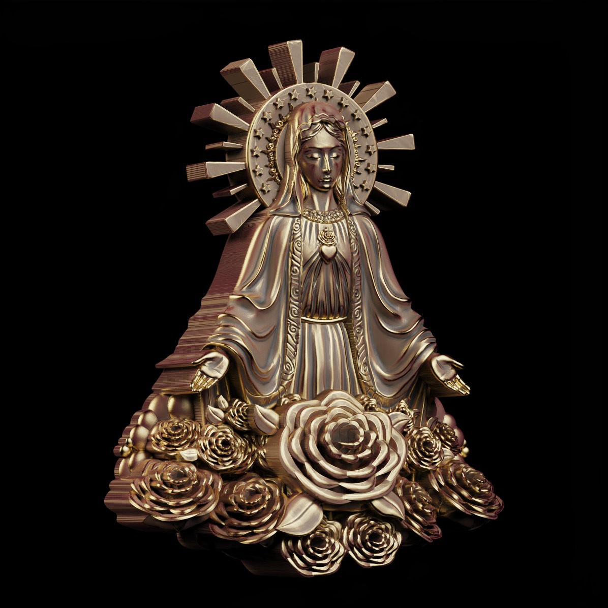 Virgin Mary  Relief  3D print model_5