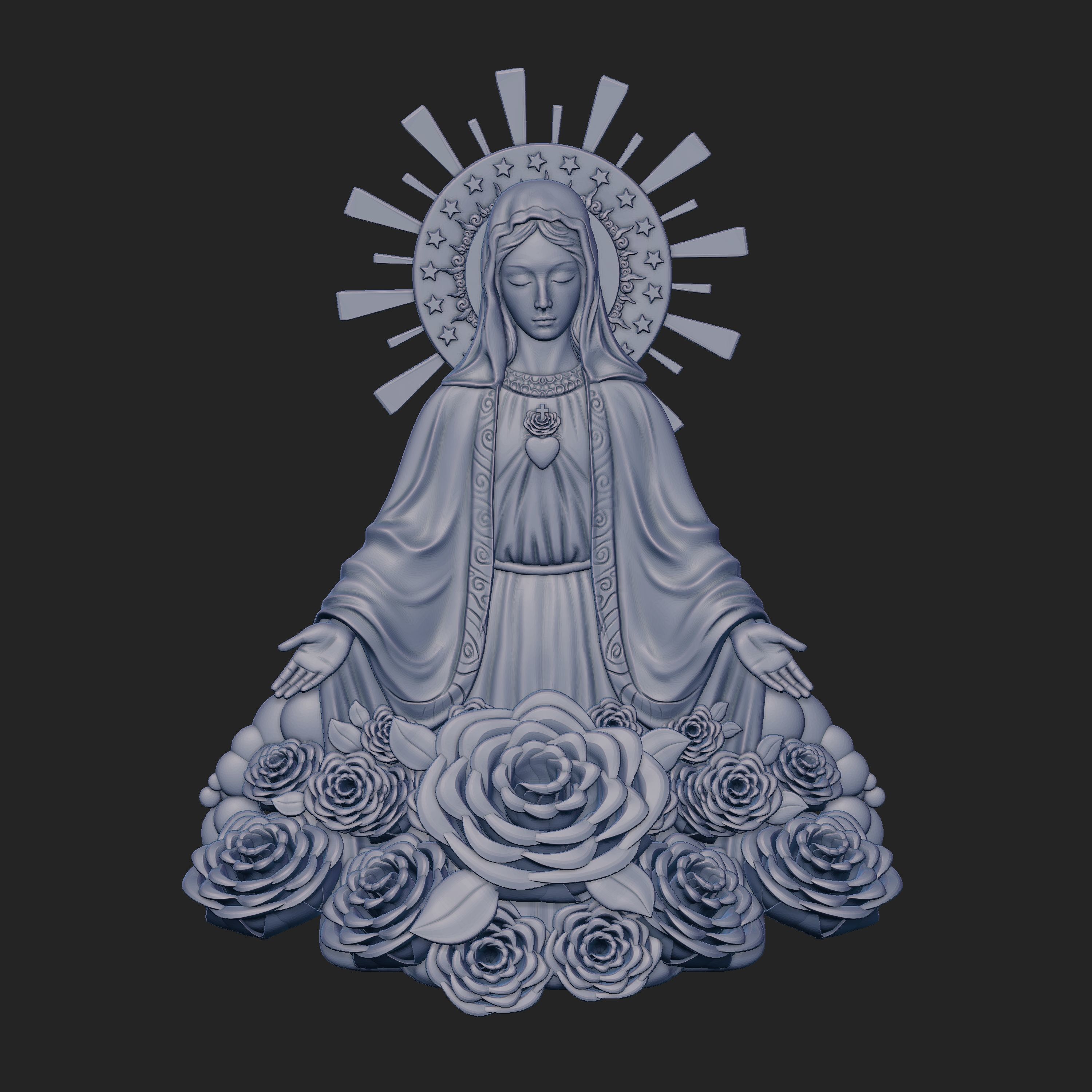 Virgin Mary  Relief  3D print model_2