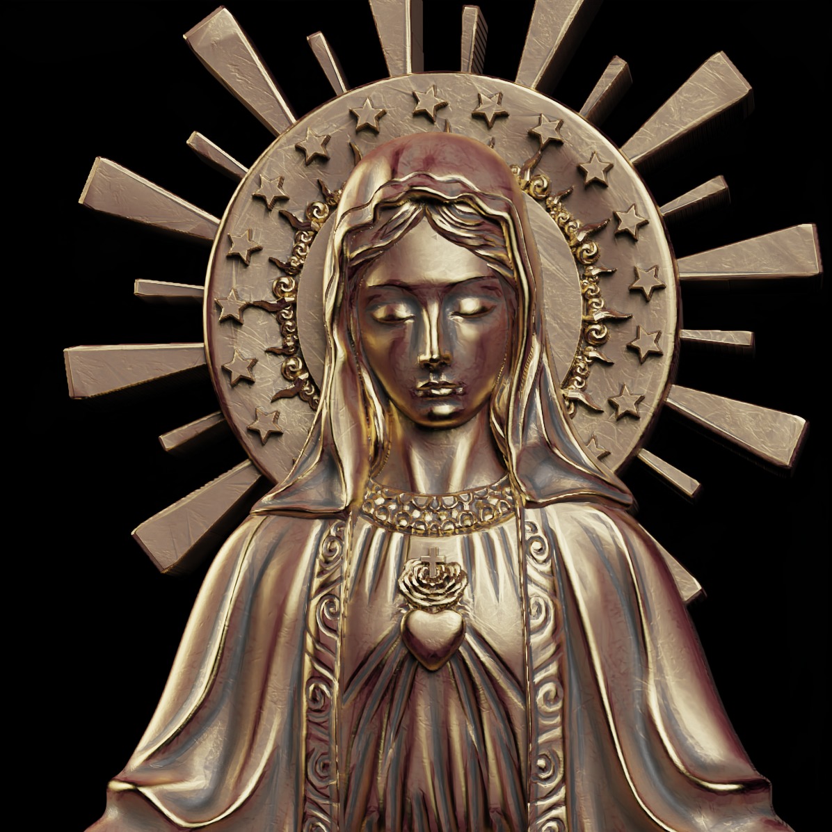 Virgin Mary  Relief  3D print model_1