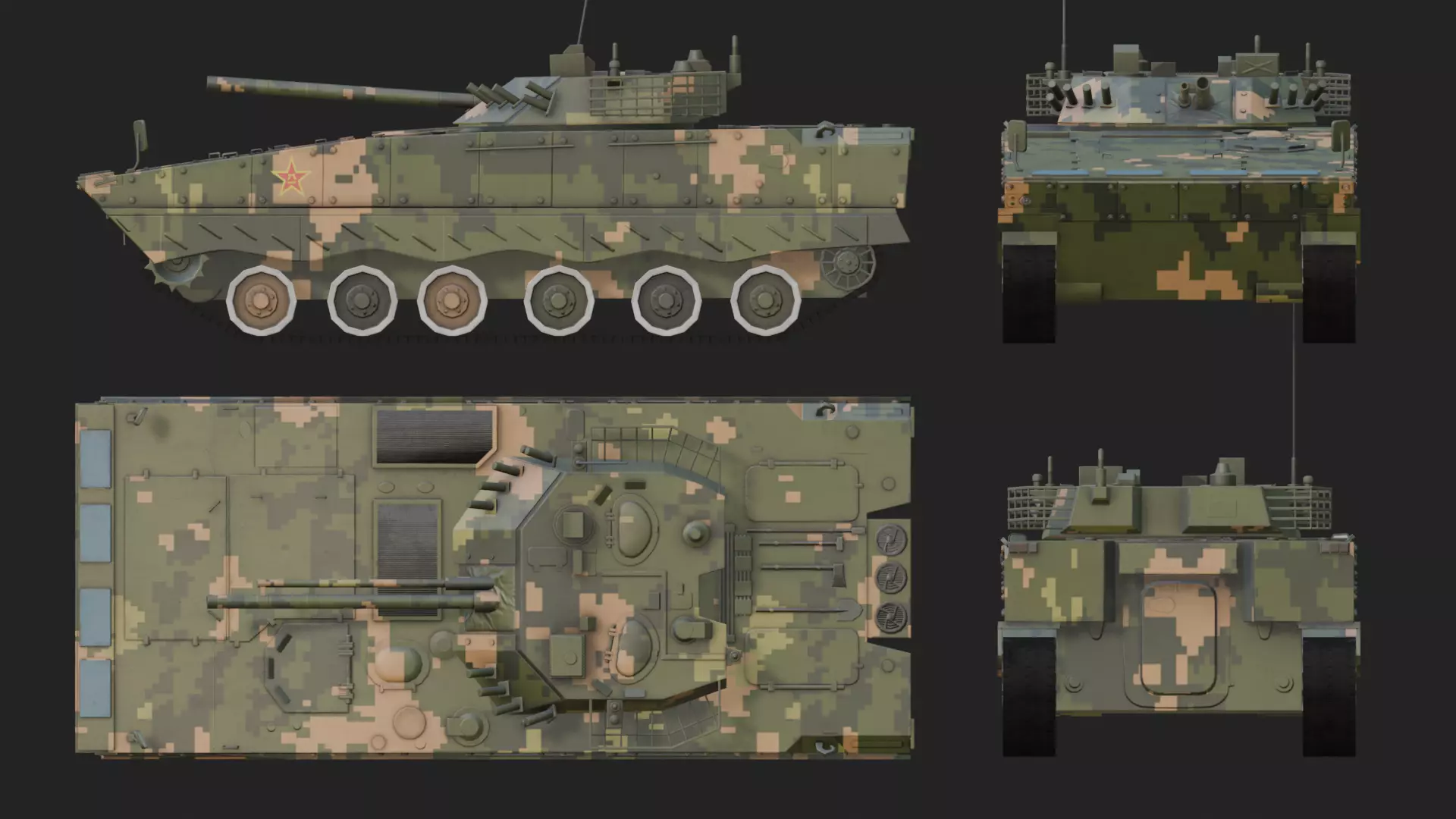 PLA ZBD-04A IFV Low-poly 3D model_3