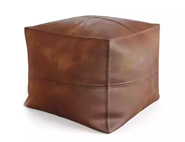 Vintage Leather Pouf by CB2