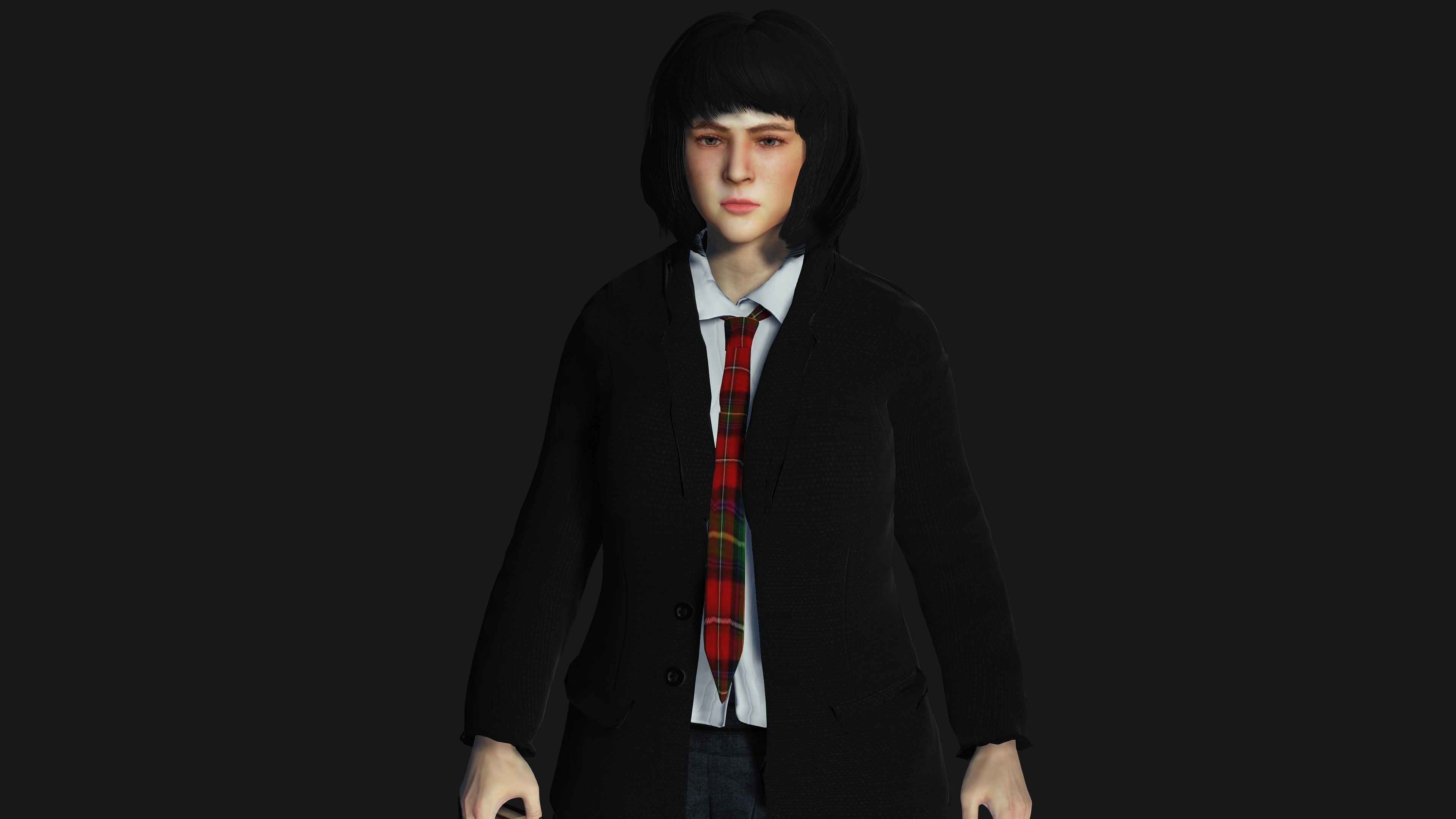 AAA 3D REALISTIC CHARACTER - BEAUTIFUL ASIAN FEMALE STUDENT 01 Low-poly 3D model_8