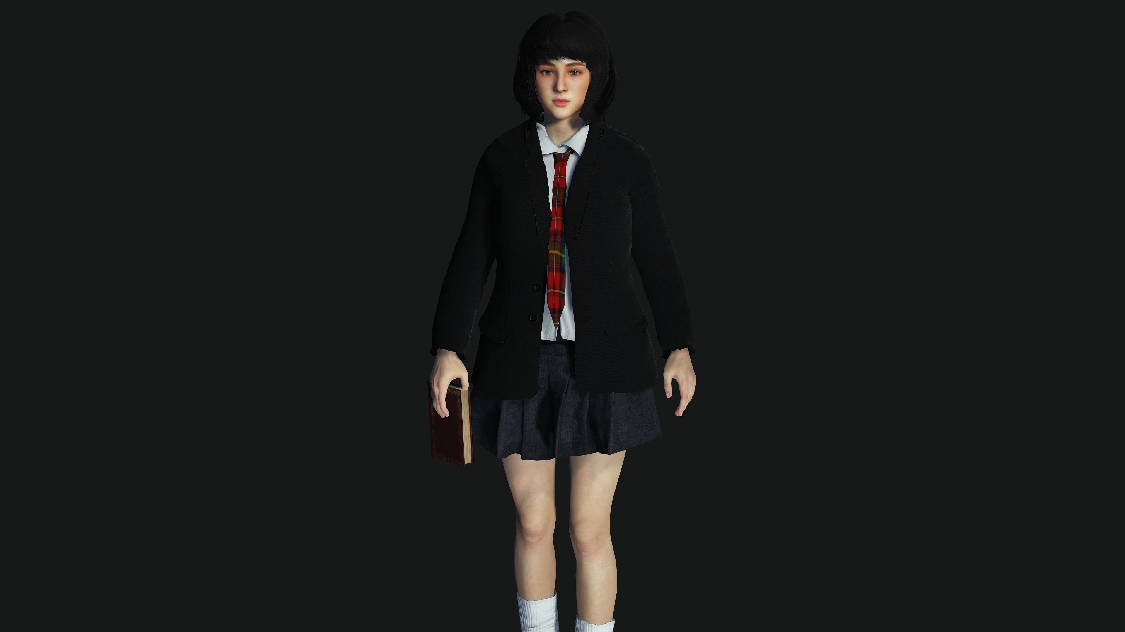 AAA 3D REALISTIC CHARACTER - BEAUTIFUL ASIAN FEMALE STUDENT 01 Low-poly 3D model_2