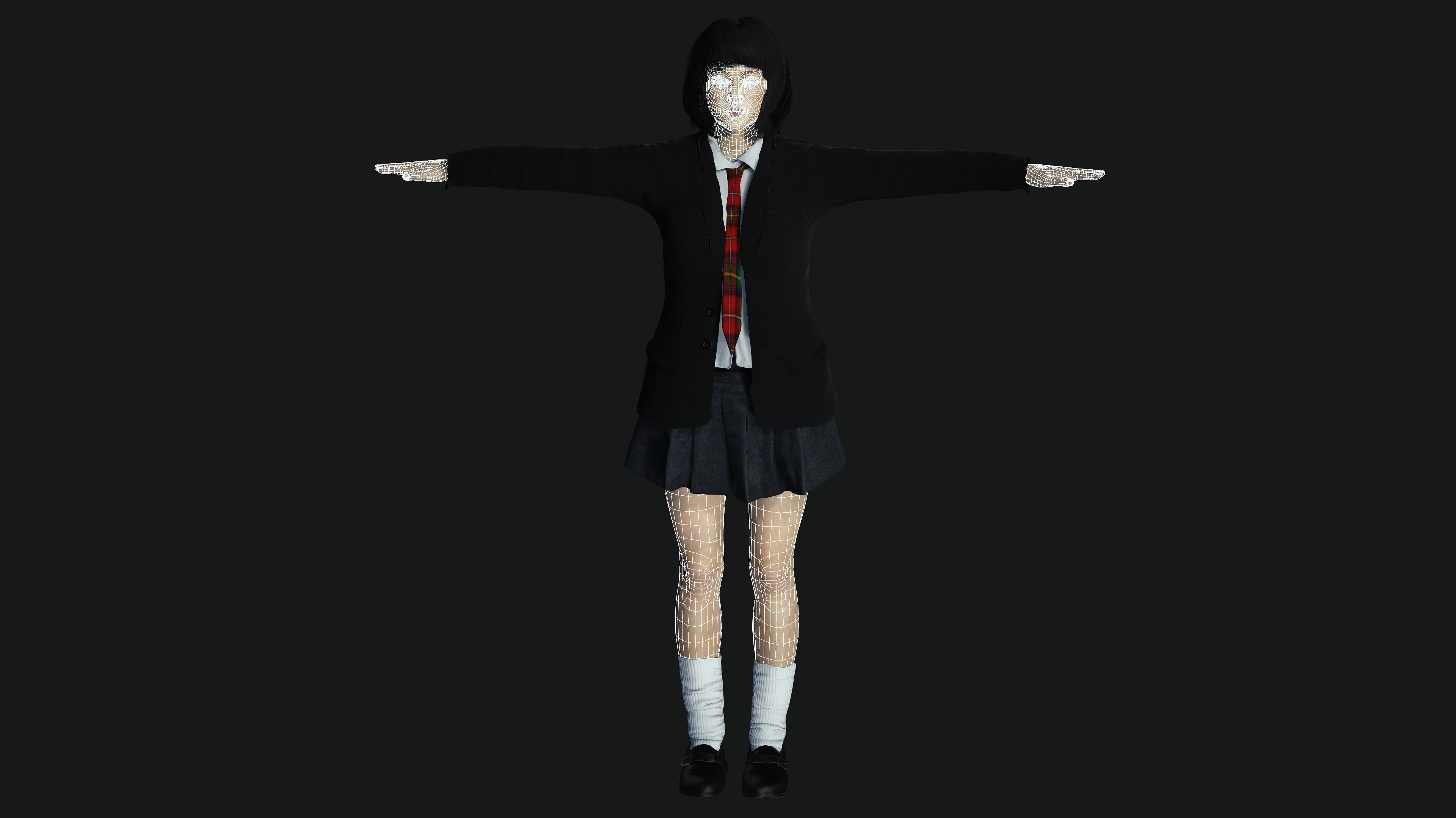 AAA 3D REALISTIC CHARACTER - BEAUTIFUL ASIAN FEMALE STUDENT 01 Low-poly 3D model_17