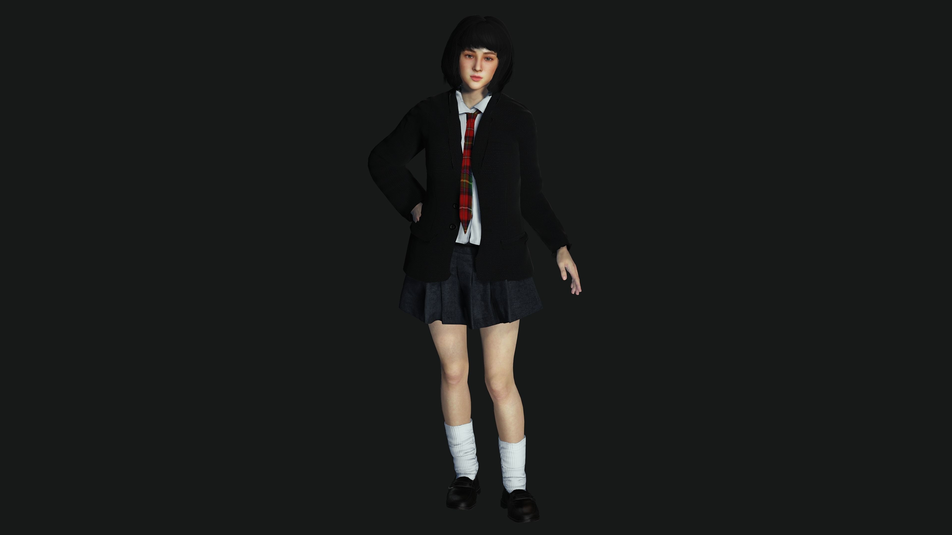 AAA 3D REALISTIC CHARACTER - BEAUTIFUL ASIAN FEMALE STUDENT 01 Low-poly 3D model_11