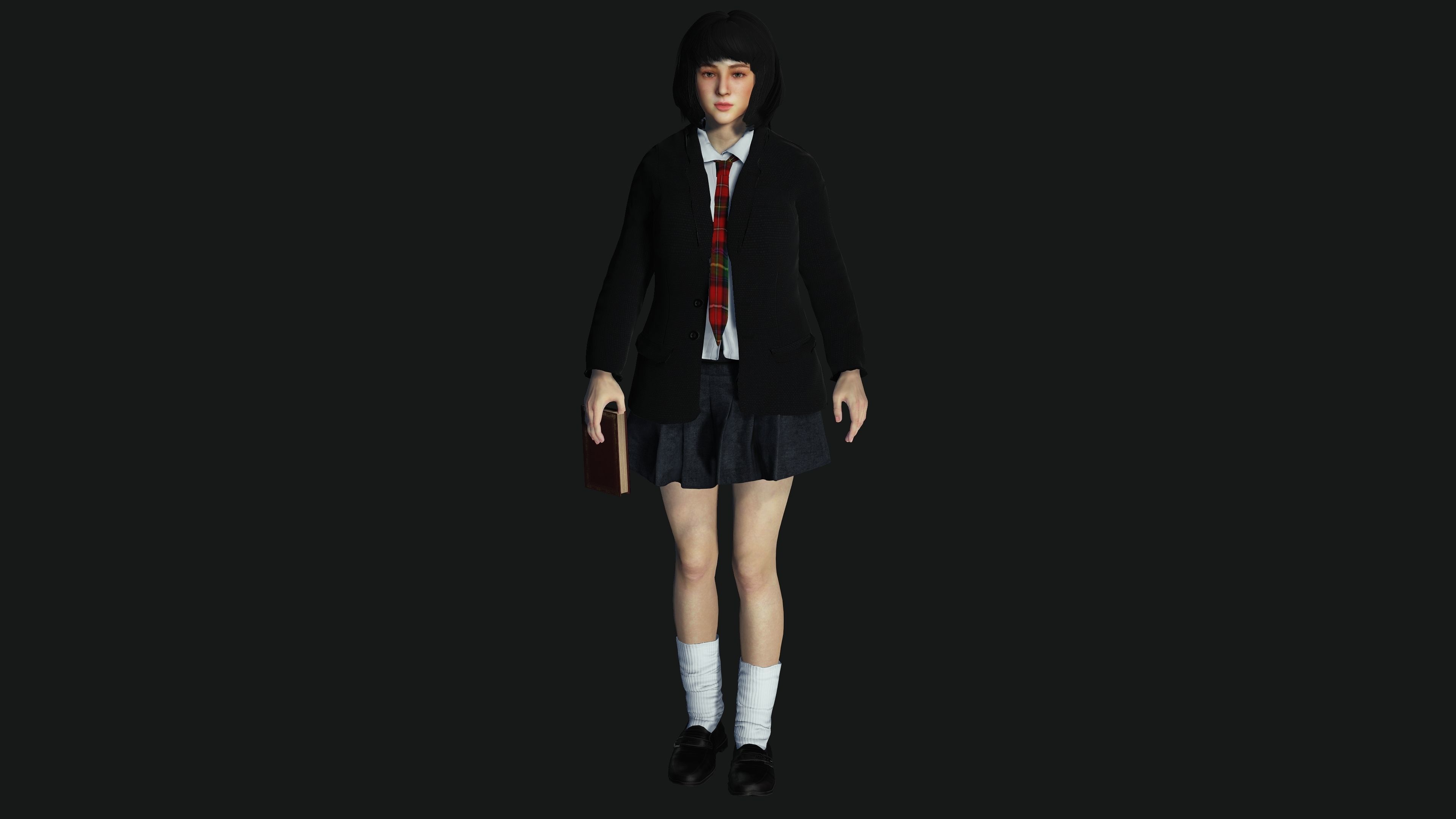 AAA 3D REALISTIC CHARACTER - BEAUTIFUL ASIAN FEMALE STUDENT 01 Low-poly 3D model_1