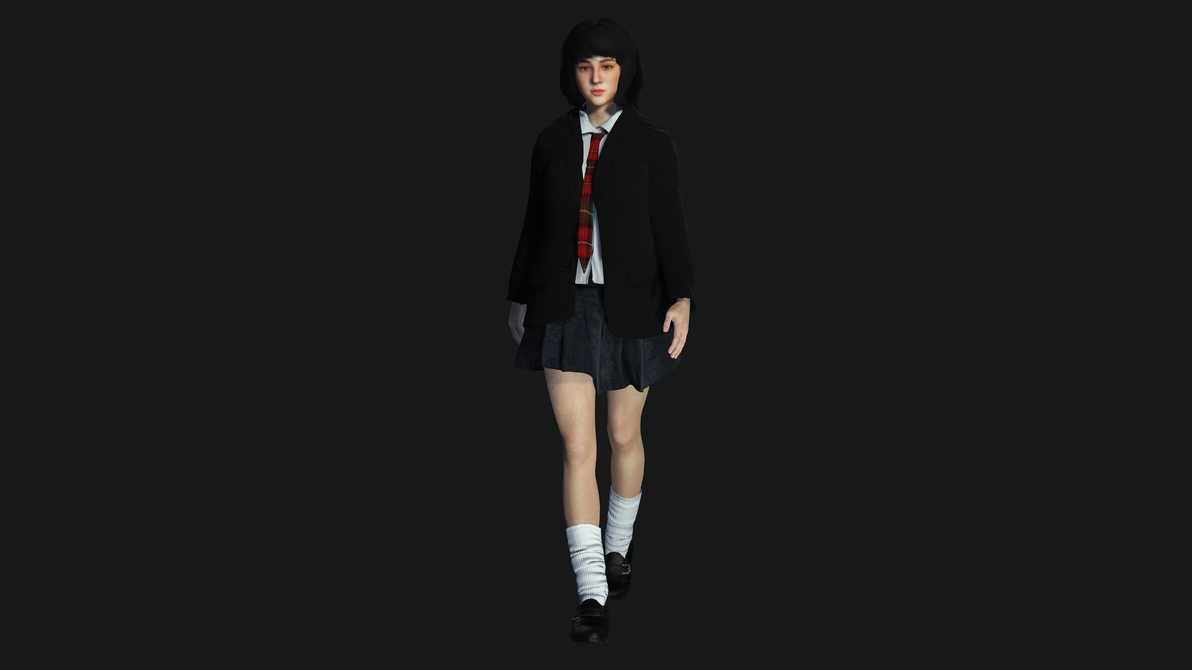 AAA 3D REALISTIC CHARACTER - BEAUTIFUL ASIAN FEMALE STUDENT 01 Low-poly 3D model_10