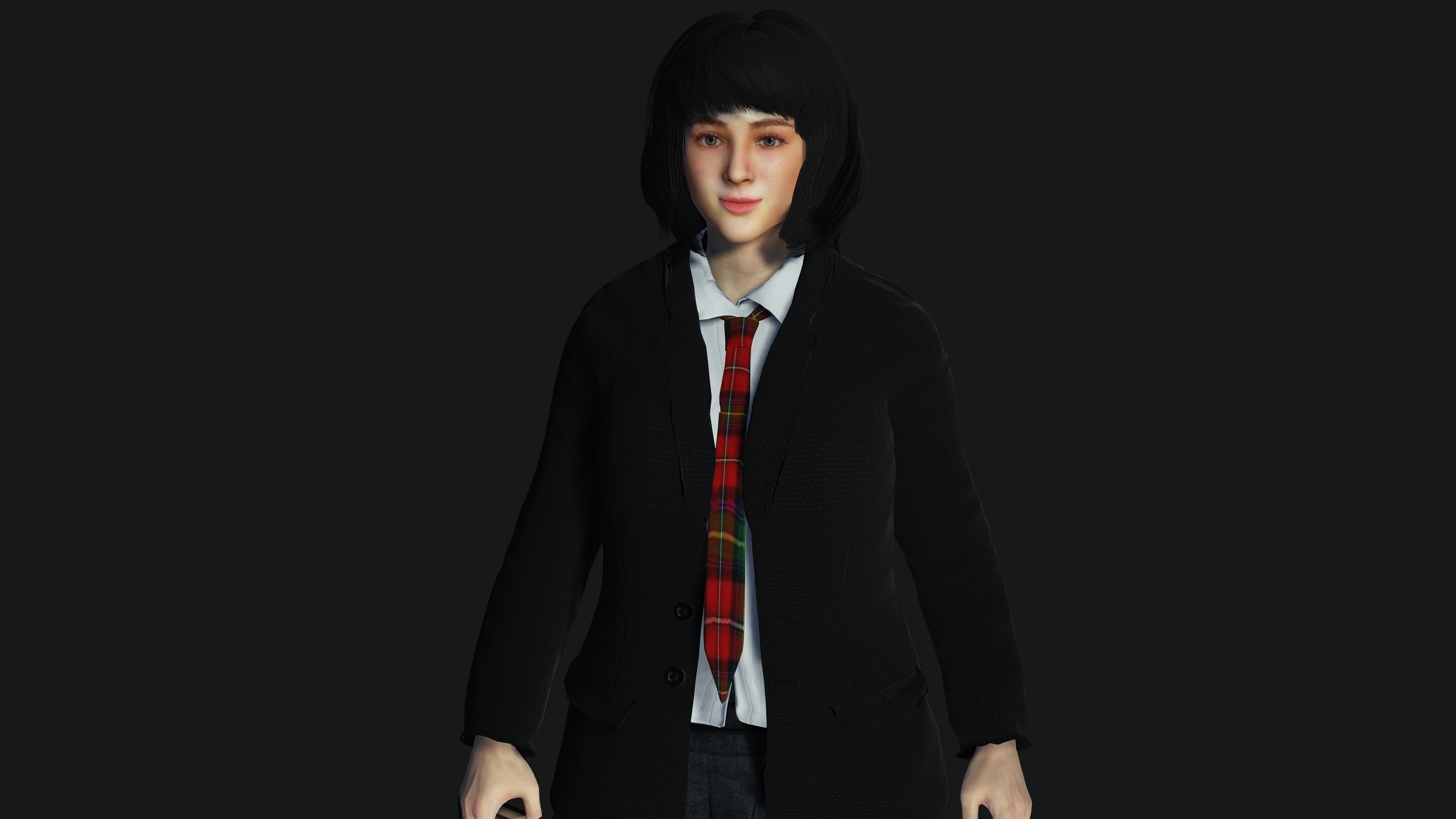 AAA 3D REALISTIC CHARACTER - BEAUTIFUL ASIAN FEMALE STUDENT 01 Low-poly 3D model_7