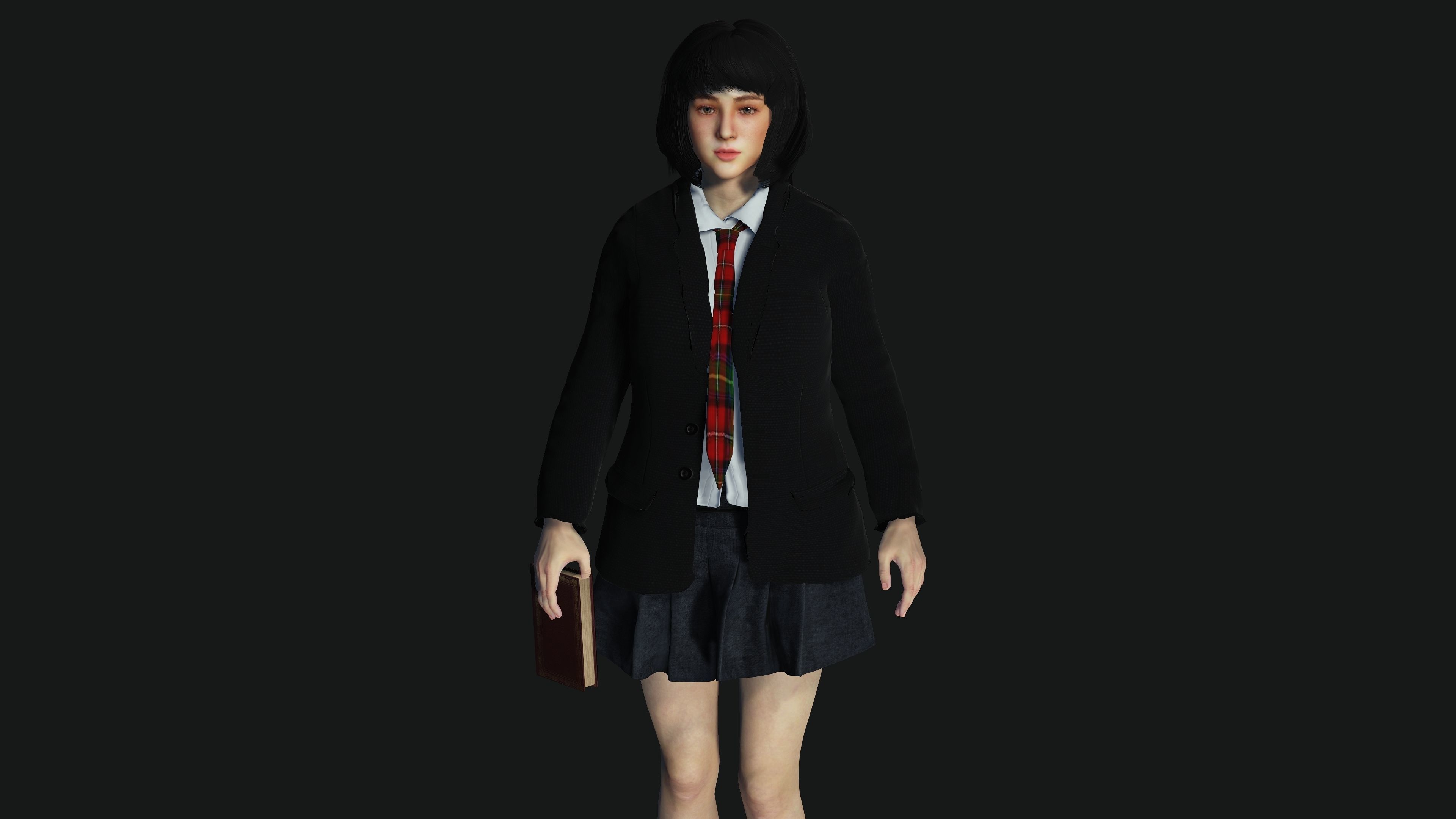 AAA 3D REALISTIC CHARACTER - BEAUTIFUL ASIAN FEMALE STUDENT 01 Low-poly 3D model_3
