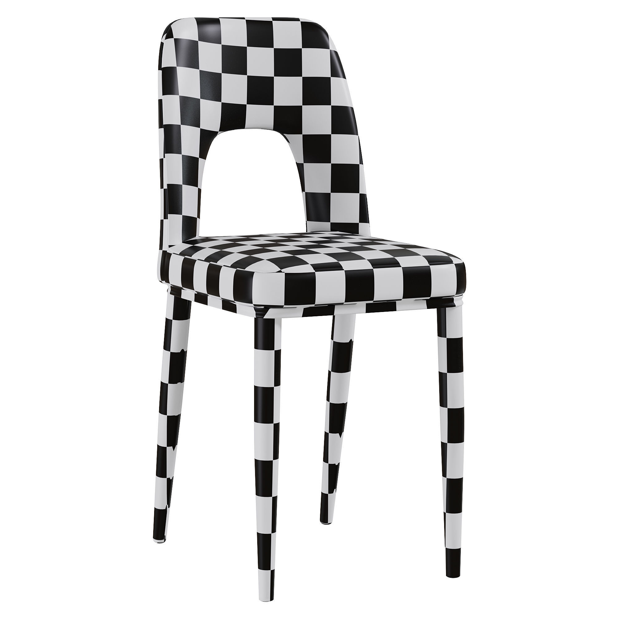 Loop Backrest Armless Chair Carbon By Homary 3D model_3