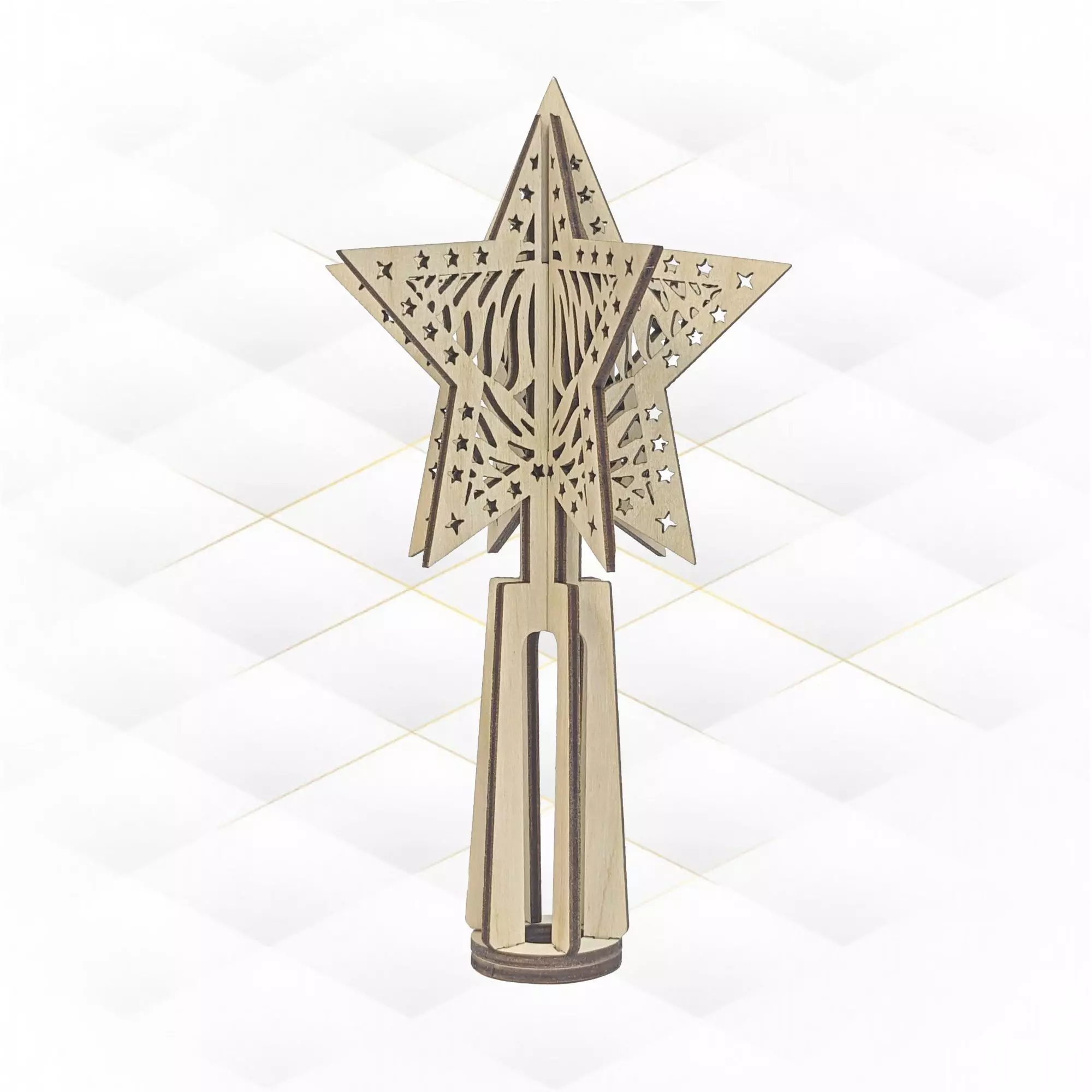 Christmas Tree Topper project laser cut 3D print model_0