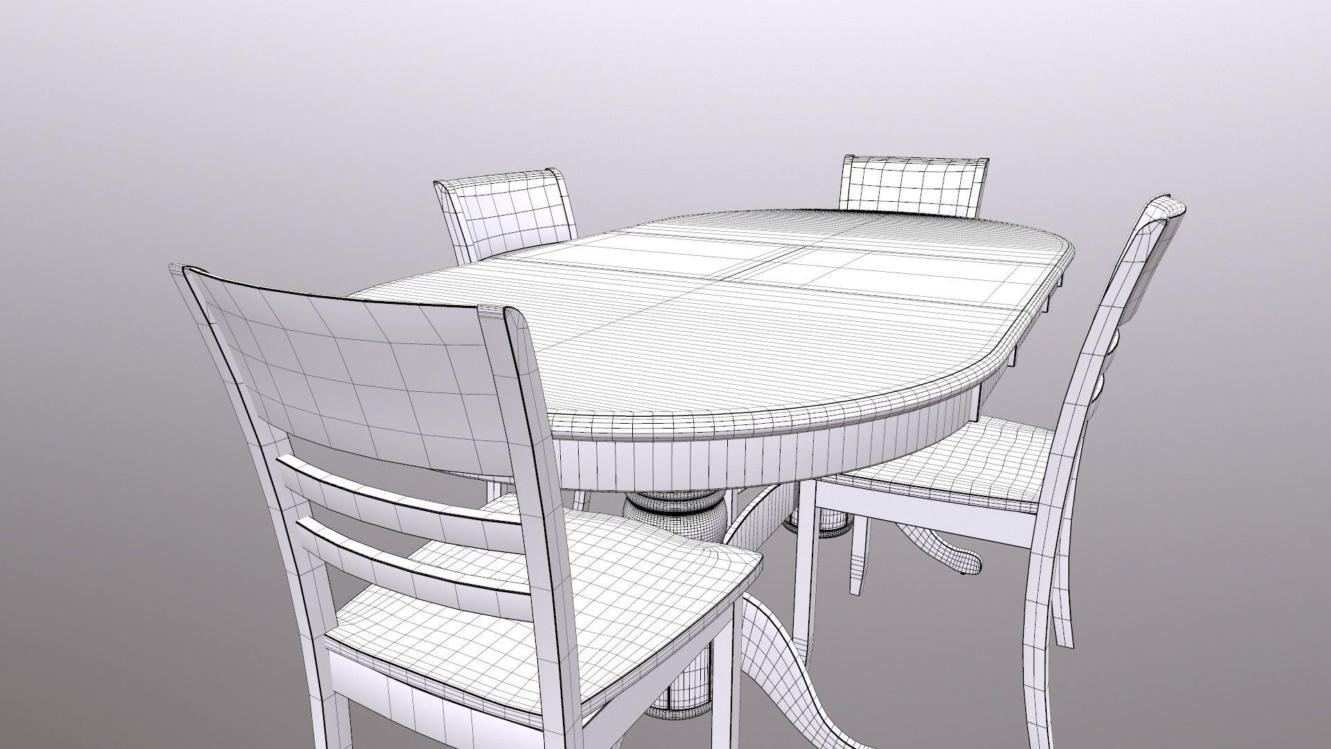 Dining Table Set 3D model_10