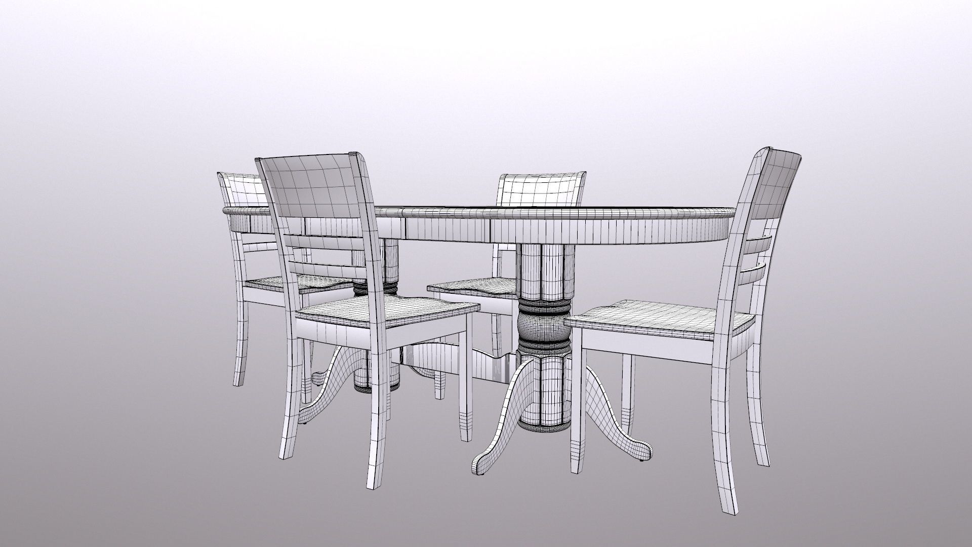 Dining Table Set 3D model_13