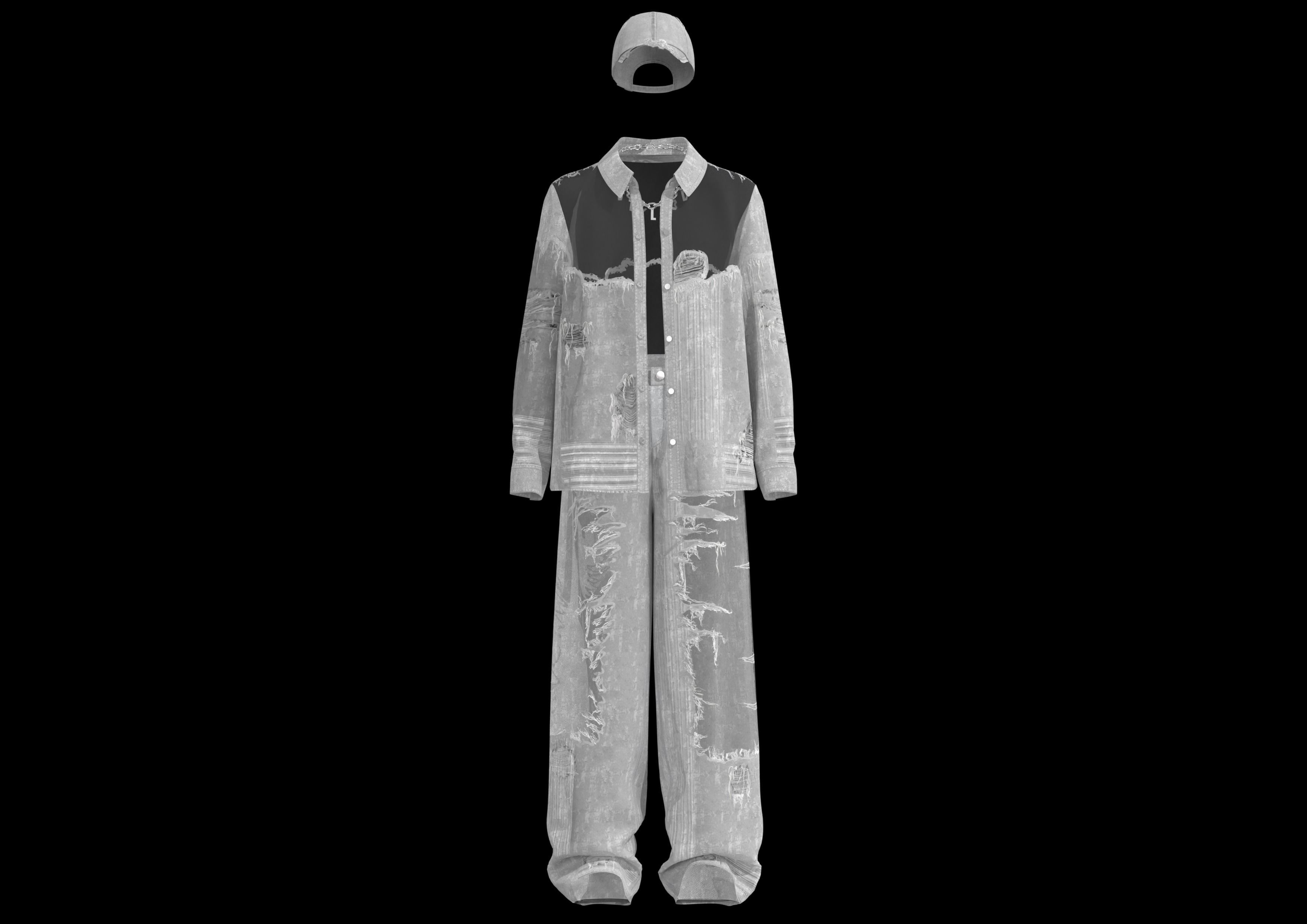 Distressed Denim Suit free VR / AR / low-poly 3D model | CGTrader