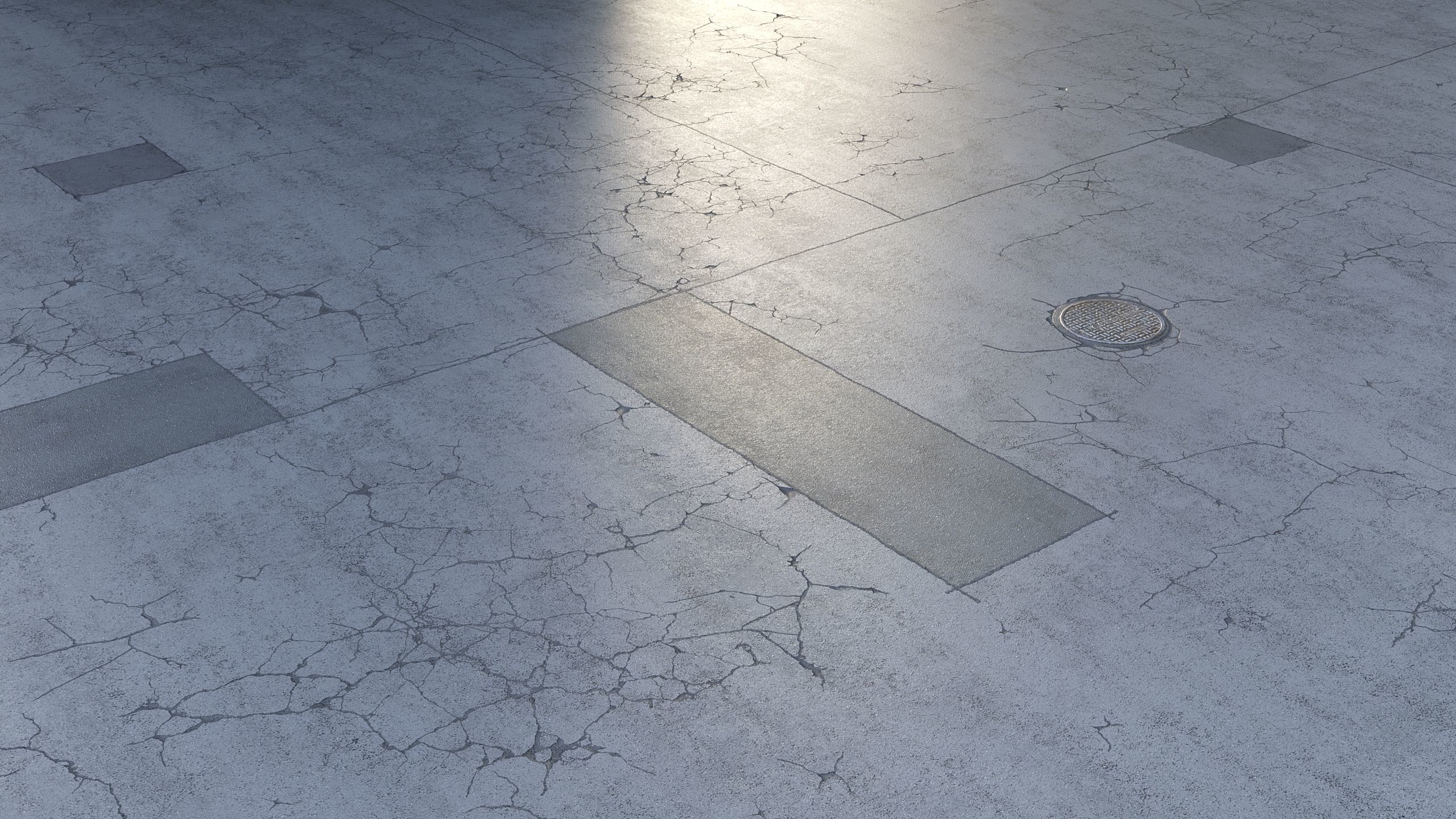Editable Asphalt with cracks and patches 3D model_1