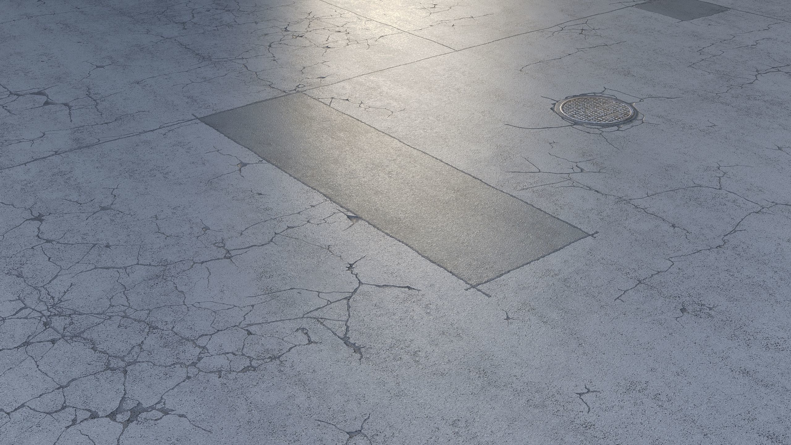 Editable Asphalt with cracks and patches 3D model_4
