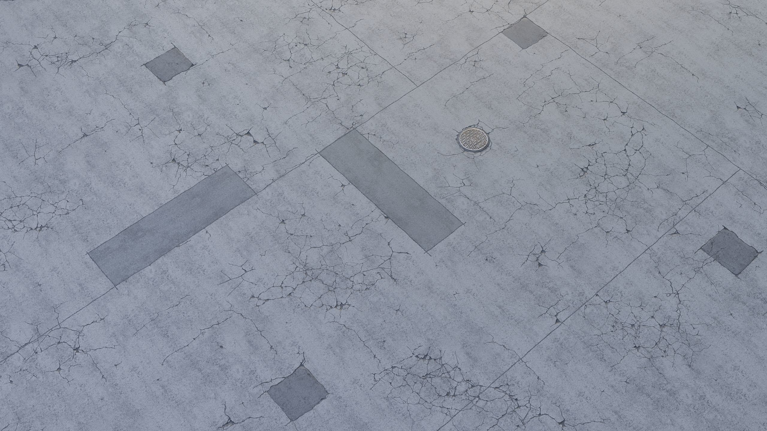 Editable Asphalt with cracks and patches 3D model_2