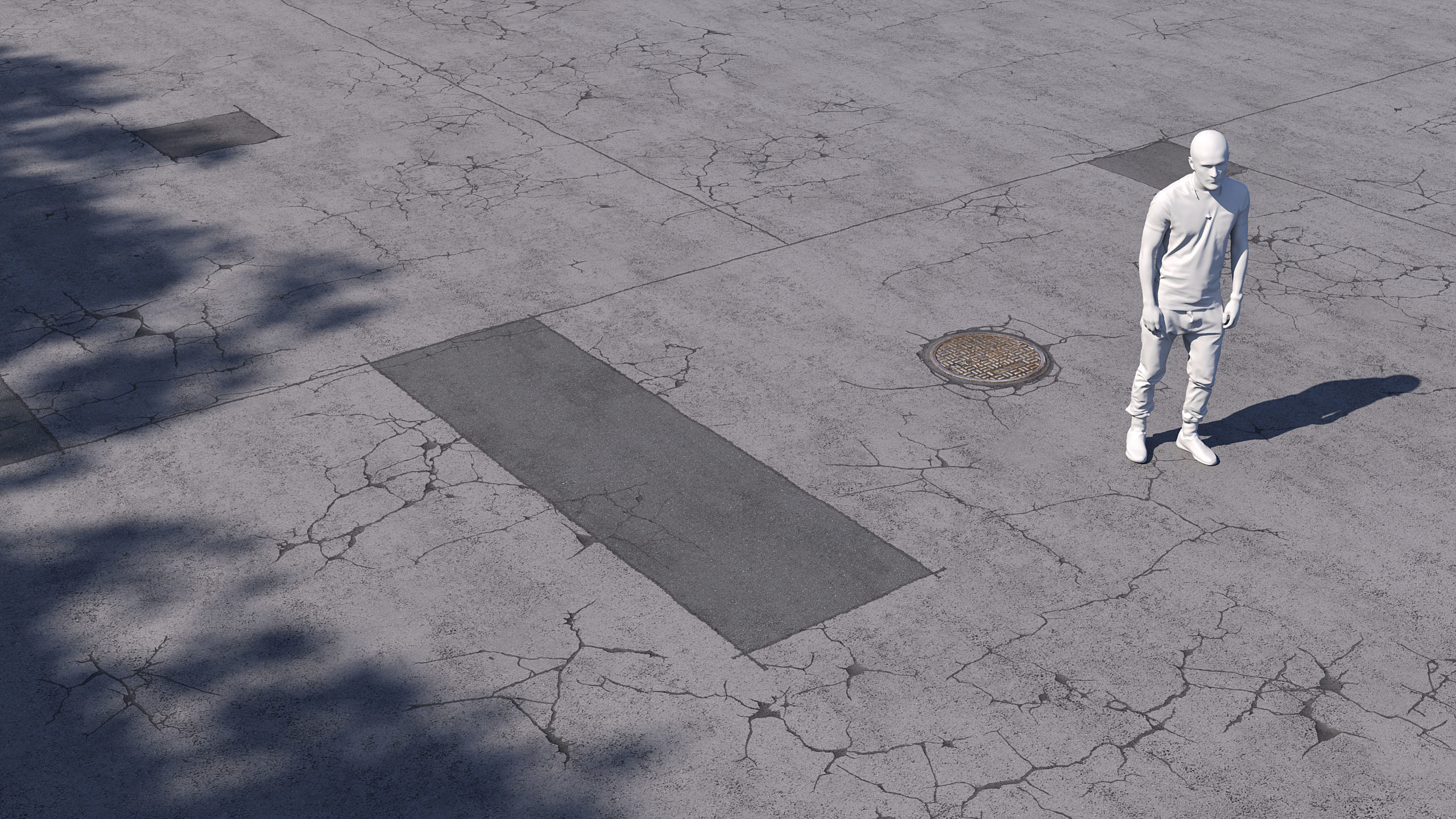 Editable Asphalt with cracks and patches 3D model_3