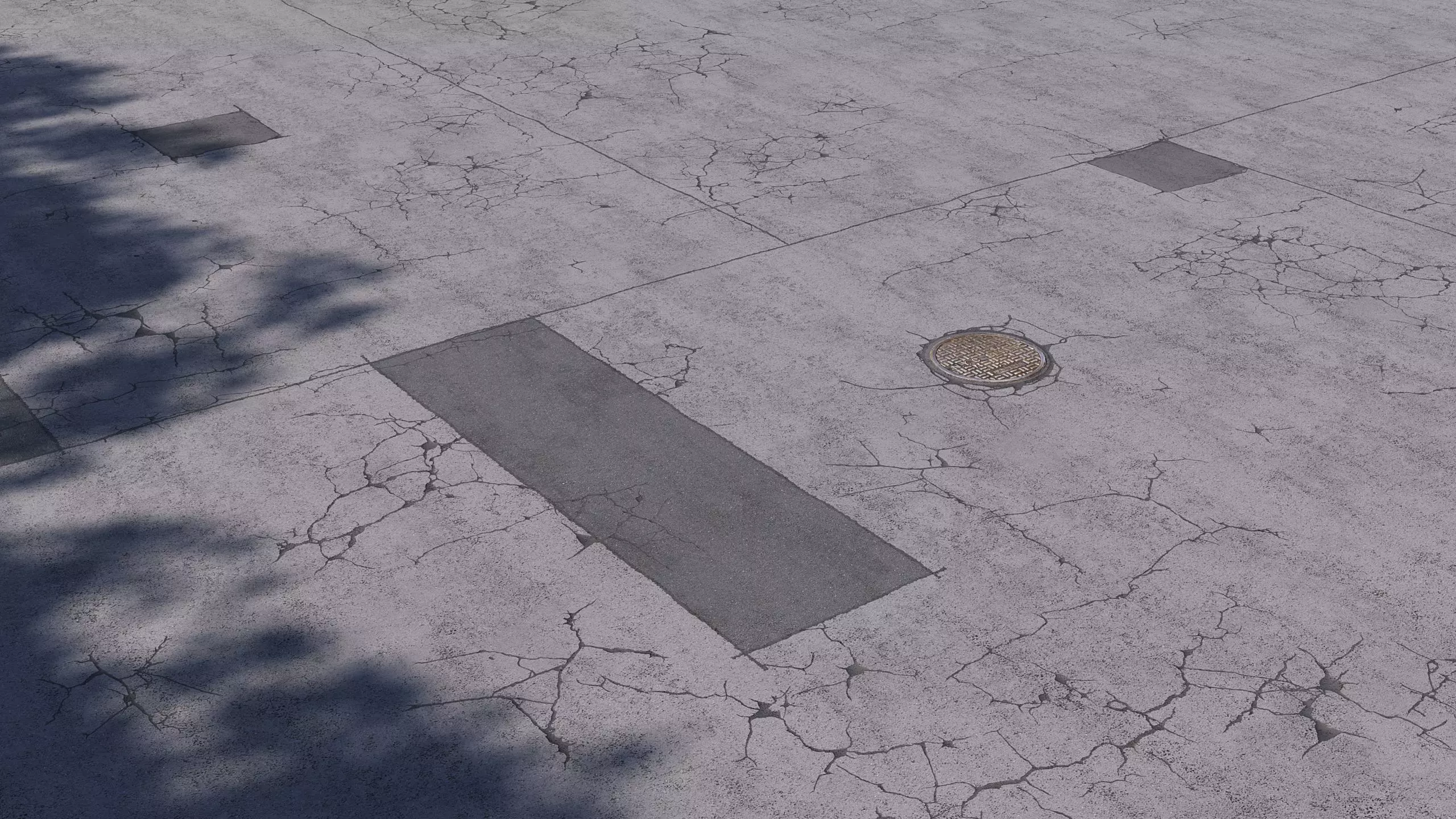 Editable Asphalt with cracks and patches 3D model_0
