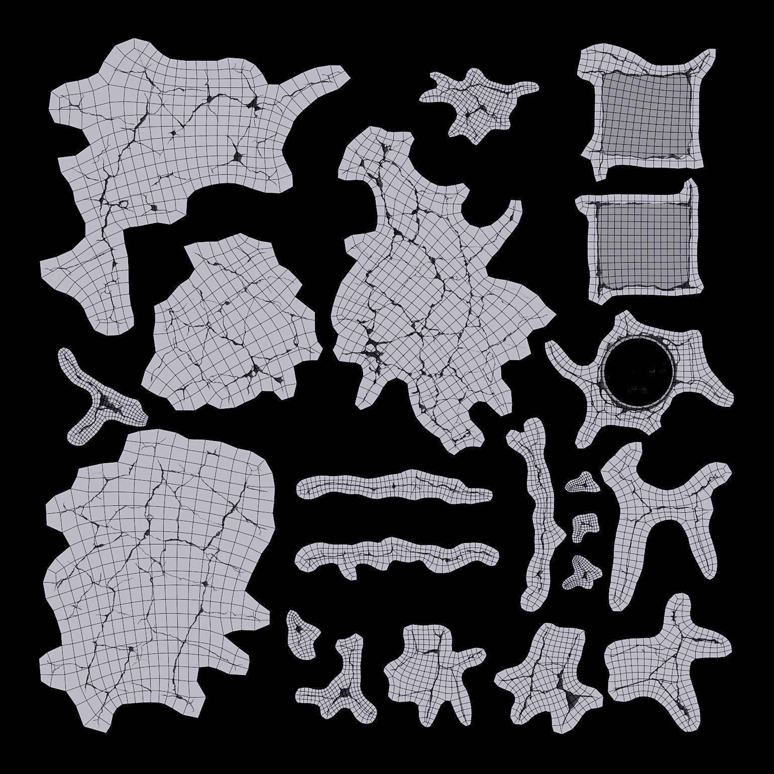 Editable Asphalt with cracks and patches 3D model_6