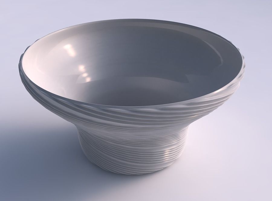 Bowl wide and twisted with twisted extruded lines 3D print model_0