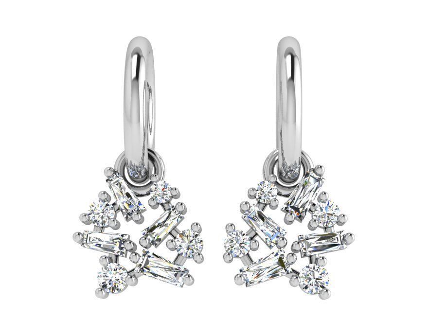 Snowflake Diamond Earring 4520 3D print model_2